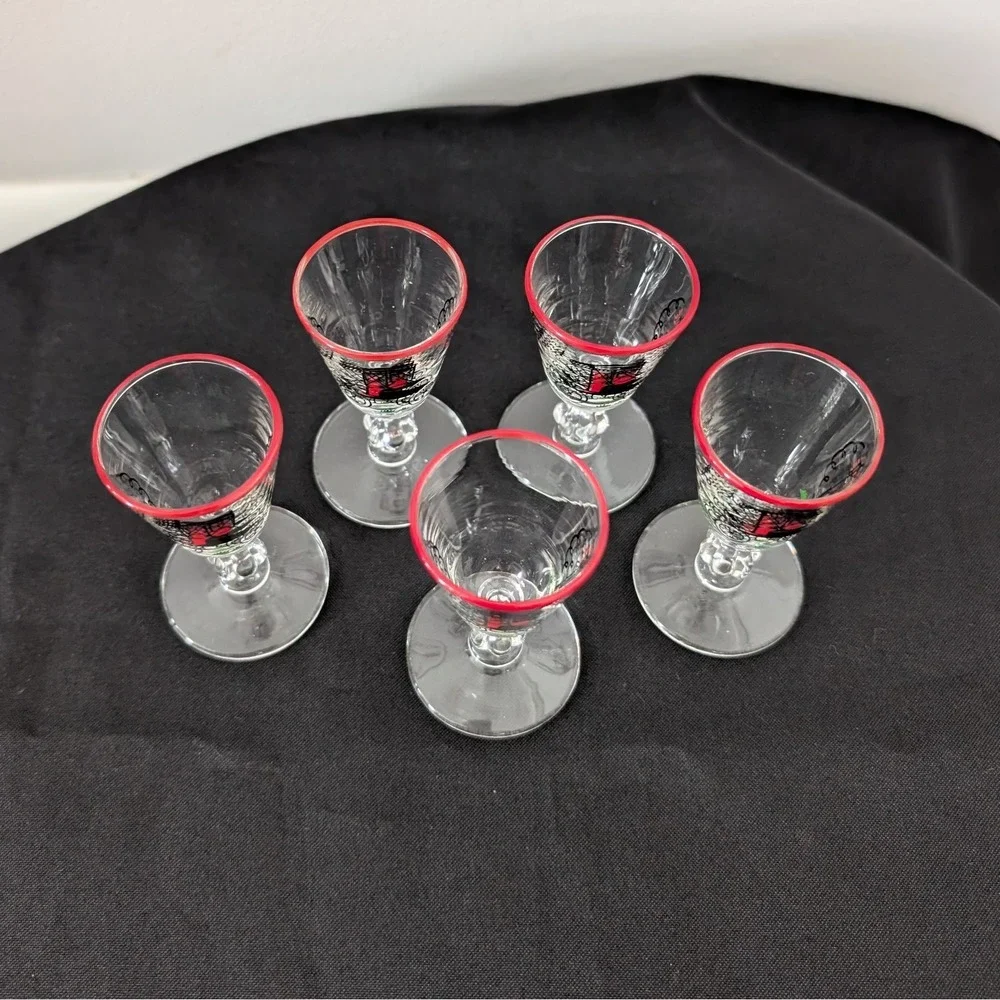 Vintage Libbey 1901 Ford Model T‎ Horseless Carriage Shot Glasses Set Of 5
